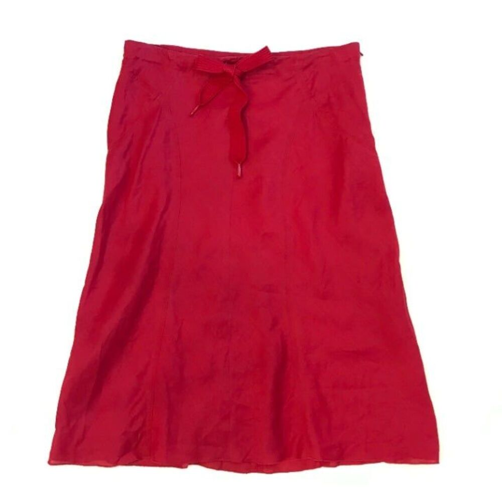 MNG Mango Red A-Line Skirt Size 10 Side Zipper Casual Summer Colorful